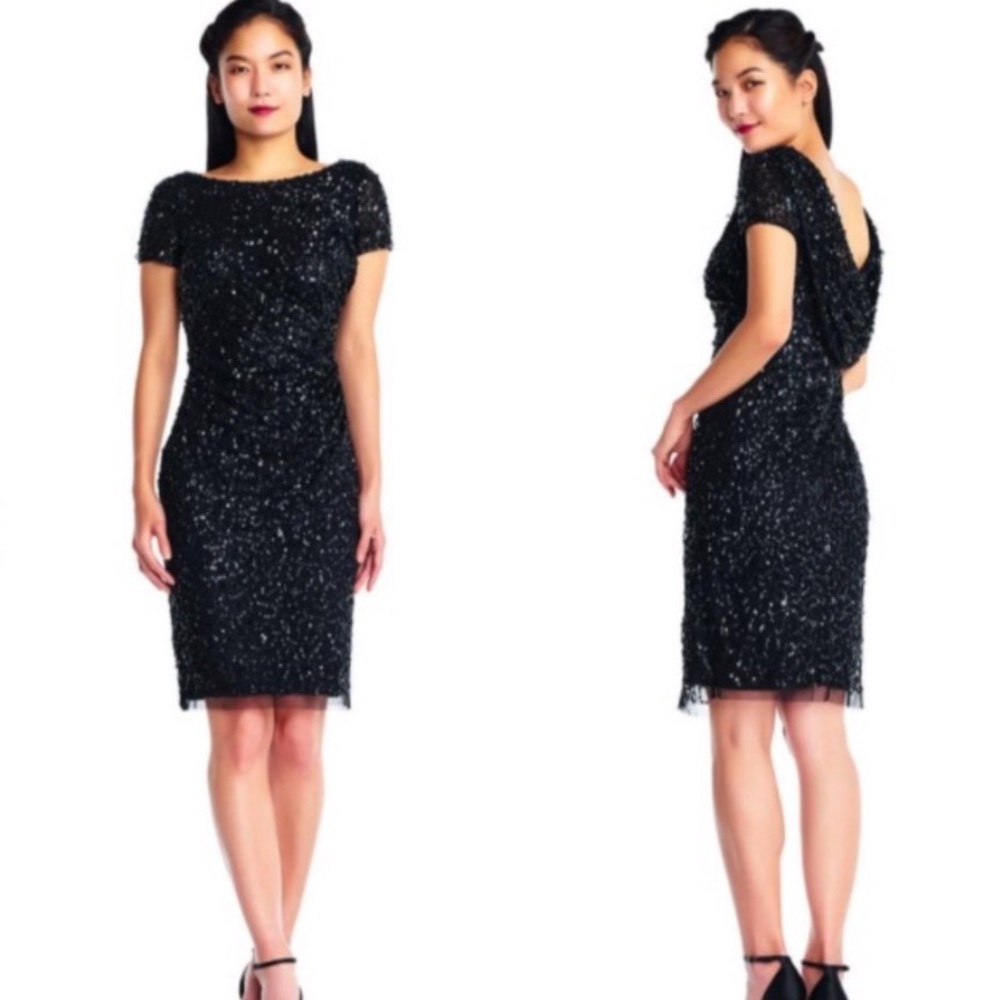 Adrianna Papell beaded fully beaded short dress